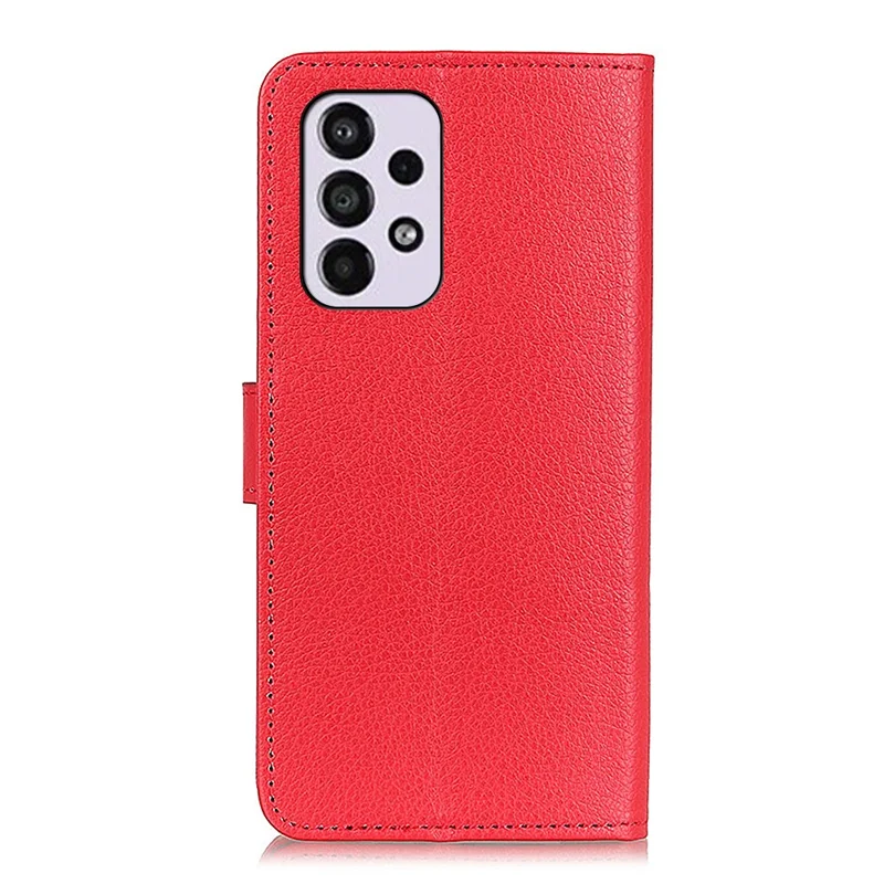 Étui de portefeuille protecteur en TPU à texture de litchi et en cuir PU pour Samsung Galaxy A33 5G - Rouge 