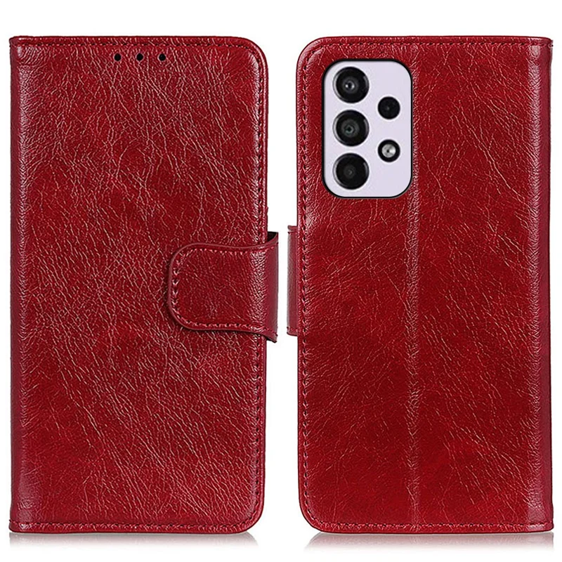 Overall Protection Nappa Texture Split Leather Cover + TPU Phone Case with Stand Wallet for Samsung Galaxy A33 5G - Red