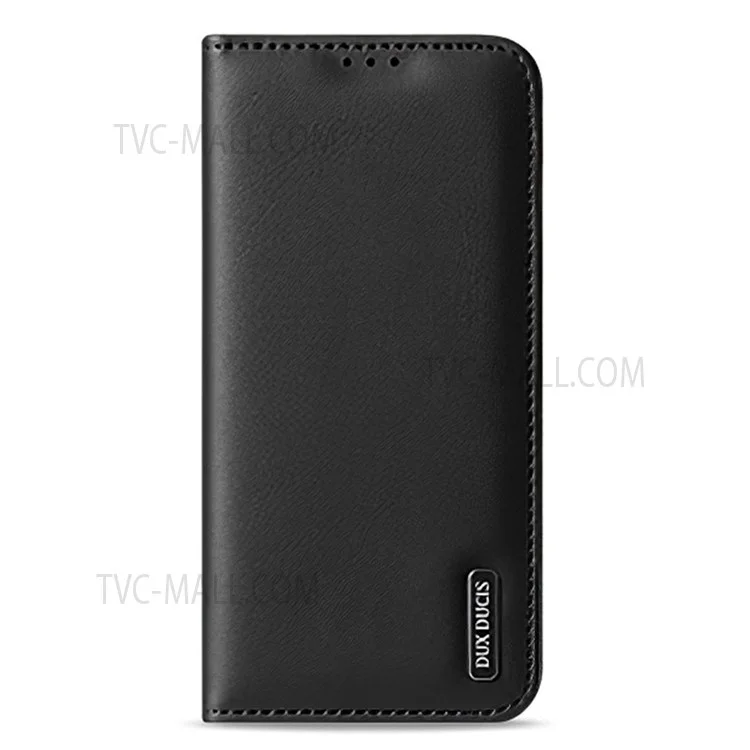 DUX DUCIS Hivo Series RFID Blocking Design Split Leather Wallet Stand Drop-proof Flip Phone Case Cover für Samsung Galaxy S22 5G - Schwarz