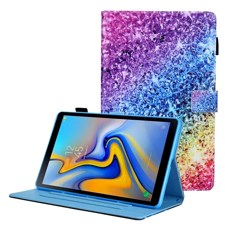 Pattern Printing Stand Leather Tablet Case for Samsung Galaxy Tab A8 10.5 (2021) SM-X200 X205 / A8 10.5 (2022) - Colorful Rhinestone