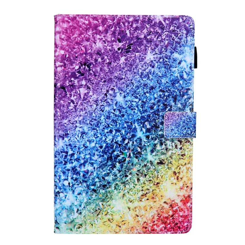 Pattern Printing Stand Leather Tablet Case for Samsung Galaxy Tab A8 10.5 (2021) SM-X200 X205 / A8 10.5 (2022) - Colorful Rhinestone
