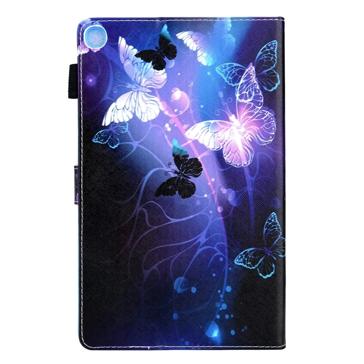 Gemusterte Lederhülle mit Ständer für Samsung Galaxy Tab A8 10.5 (2021) SM-X200 X205 / A8 10.5 (2022) - Lila Schmetterling