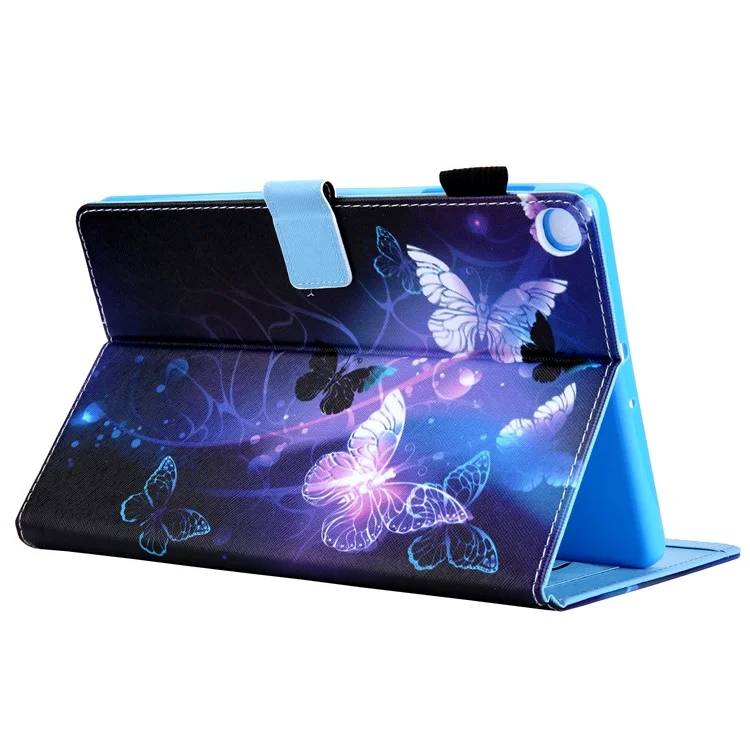 Gemusterte Lederhülle mit Ständer für Samsung Galaxy Tab A8 10.5 (2021) SM-X200 X205 / A8 10.5 (2022) - Lila Schmetterling