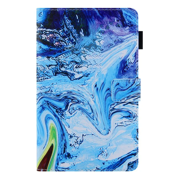 Pattern Printing Card Slots PU Leather Tablet Case for Samsung Galaxy Tab A8 10.5 (2021) SM-X200 X205 / A8 10.5 (2022) - Blue Wave