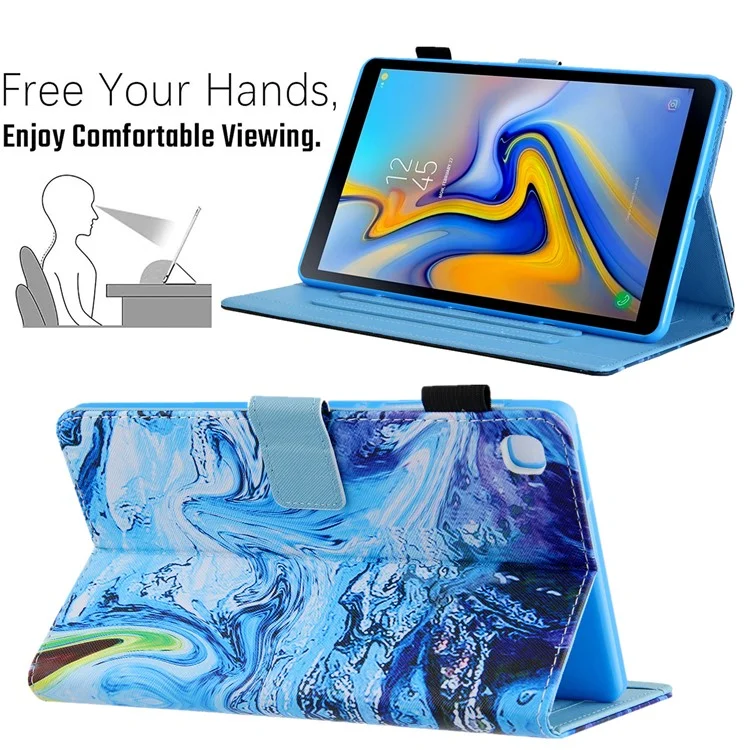 Pattern Printing Card Slots PU Leather Tablet Case for Samsung Galaxy Tab A8 10.5 (2021) SM-X200 X205 / A8 10.5 (2022) - Blue Wave