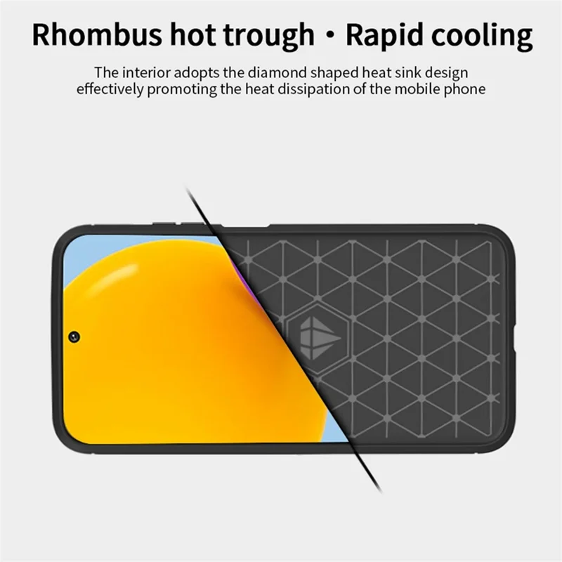 MOFI Brushed Carbon Fiber Design Case Shockproof Anti-drop Soft TPU Cover Shell for Samsung Galaxy M52 5G - Red