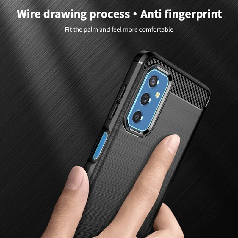 MOFI Brushed Carbon Fiber Design Case Shockproof Anti-drop Soft TPU Cover Shell for Samsung Galaxy M52 5G - Red