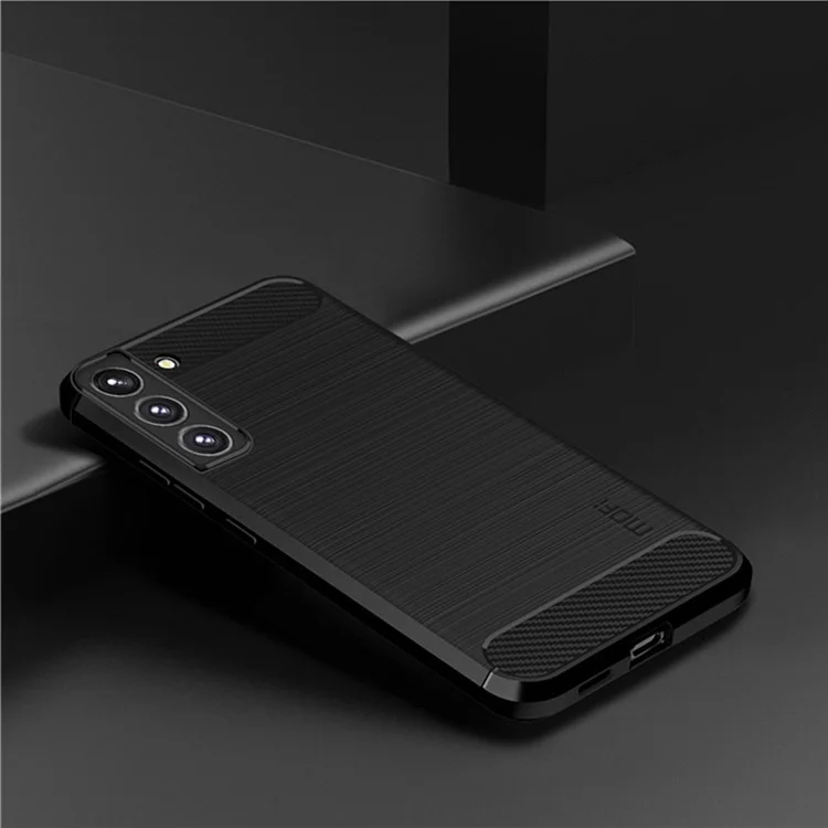 MOFI Brushed Carbon Fiber Design Case Scratch-resistant Soft TPU Cover Shell for Samsung Galaxy S22 5G - Black