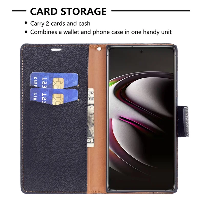 Litchi Texture Solid Color PU Leather Wallet Stand Case Protective Phone Shell with Wrist Strap for Samsung Galaxy S22 Ultra 5G - Black