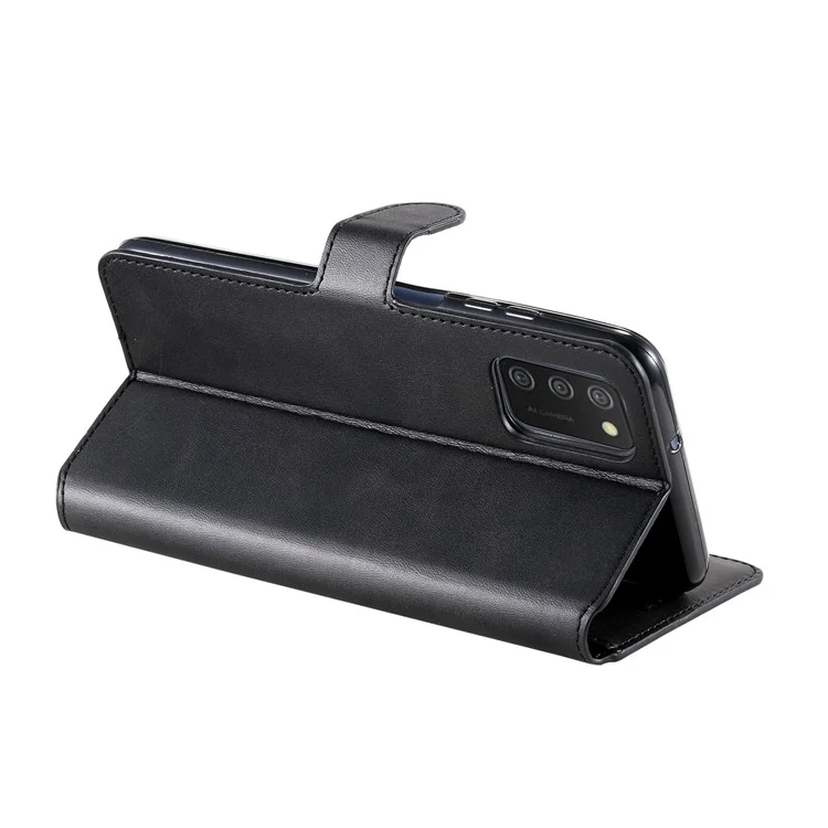 PU Leather Wallet Stand Folio Flip Protective Phone Cover for Samsung Galaxy A03s (164.2 x 75.9 x 9.1mm) - Black