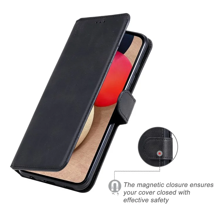 PU Leather Wallet Stand Folio Flip Protective Phone Cover for Samsung Galaxy A03s (164.2 x 75.9 x 9.1mm) - Black