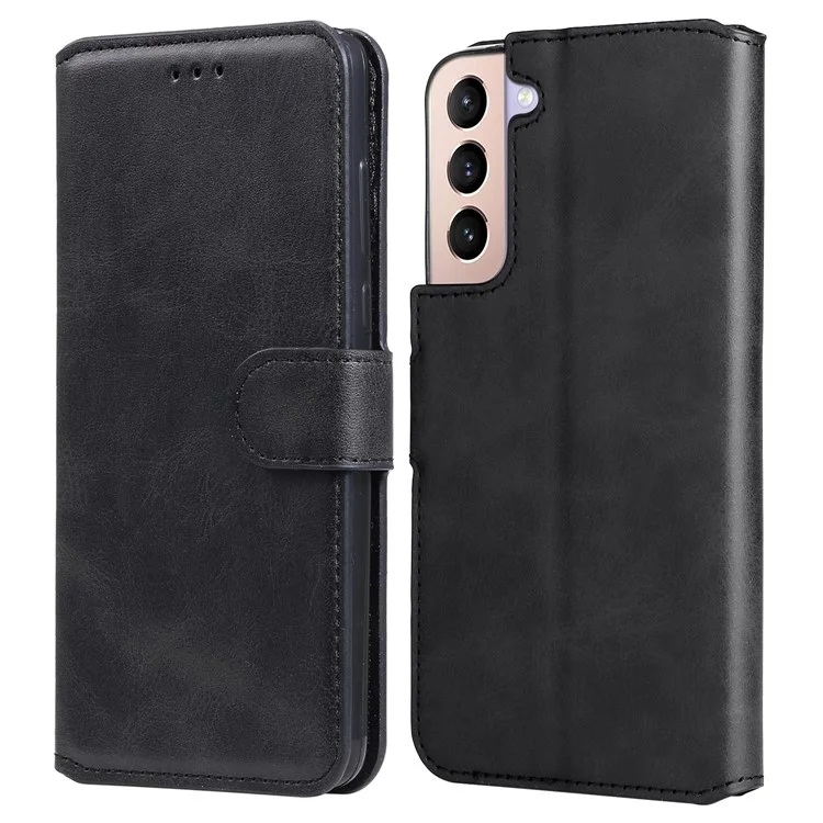 Wallet Stand Protezione Completa in Pelle PU Cover Guscio per Samsung Galaxy S22+ 5G - Nero