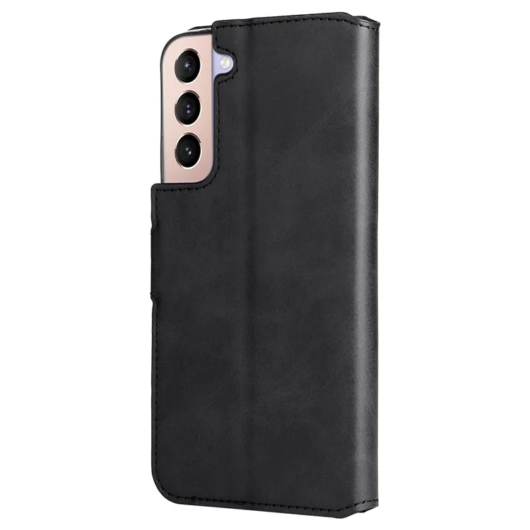 Wallet Stand Protezione Completa in Pelle PU Cover Guscio per Samsung Galaxy S22+ 5G - Nero