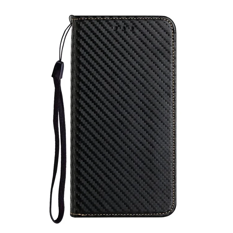 Carbon Fiber Texture Faltbare Ständer Stoßfeste Ledergeldbörse mit Auto-Verschlussmagnet für Samsung Galaxy S21 Ultra 5G - Schwarz