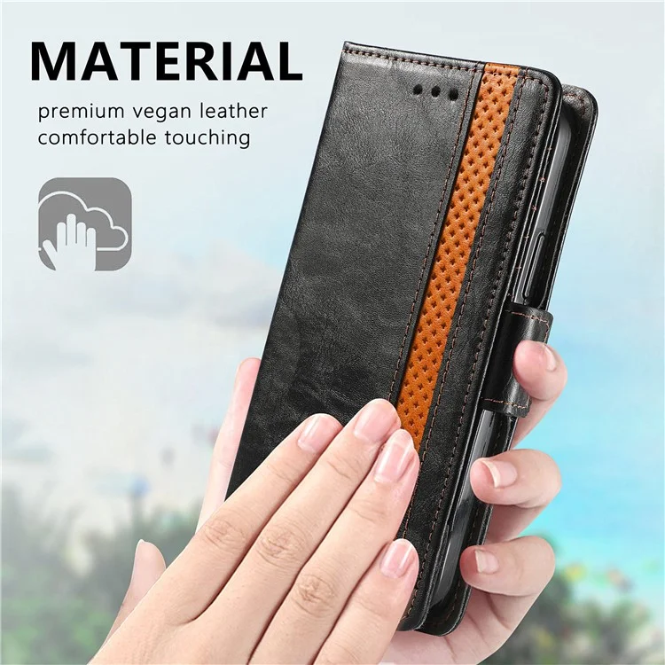 For Samsung Galaxy S22 Ultra 5G Phone Cases CASENEO PU Leather Cover Stand with RFID Blocking Wallet - Black