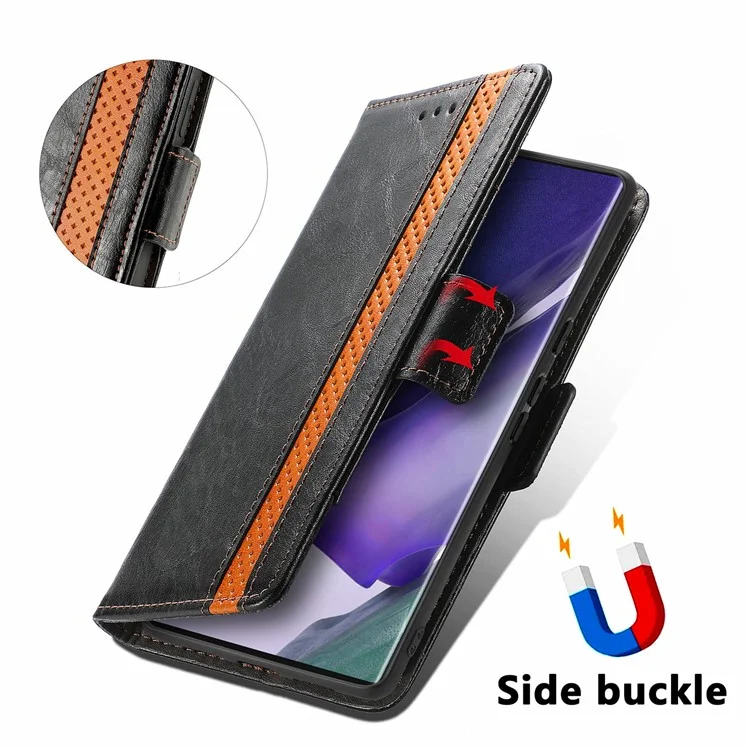 For Samsung Galaxy S22 Ultra 5G Phone Cases CASENEO PU Leather Cover Stand with RFID Blocking Wallet - Black