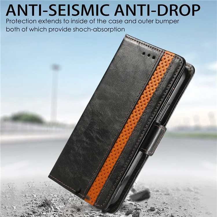For Samsung Galaxy S22 Ultra 5G Phone Cases CASENEO PU Leather Cover Stand with RFID Blocking Wallet - Black