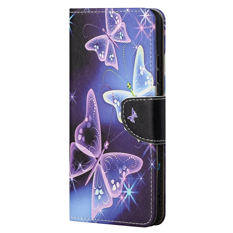 Pattern Printing Cross Texture Phone Case Wallet Leather Cover with Foldable Stand for Samsung Galaxy A53 5G - Sparkling Butterflies
