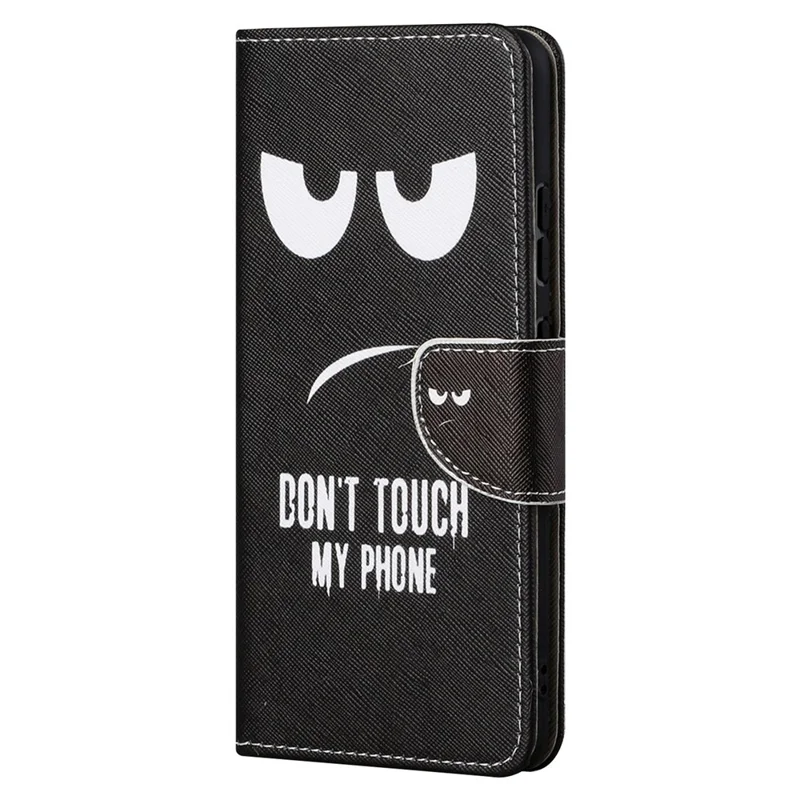 Cross Texture Pattern Printing Protective Leather Phone Cover with Wallet Stand for Samsung Galaxy A33 5G - Don't Touch My Phone