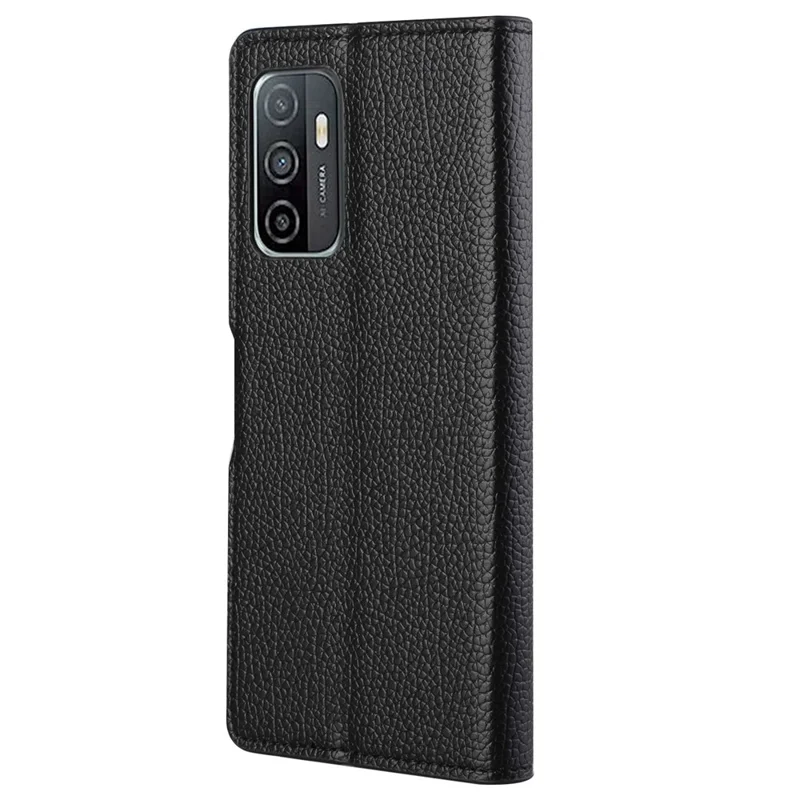 Litchi Texture PU Leather Wallet Stand Magnetic Clasp Protective Phone Case Shell for Samsung Galaxy A33 5G - Black
