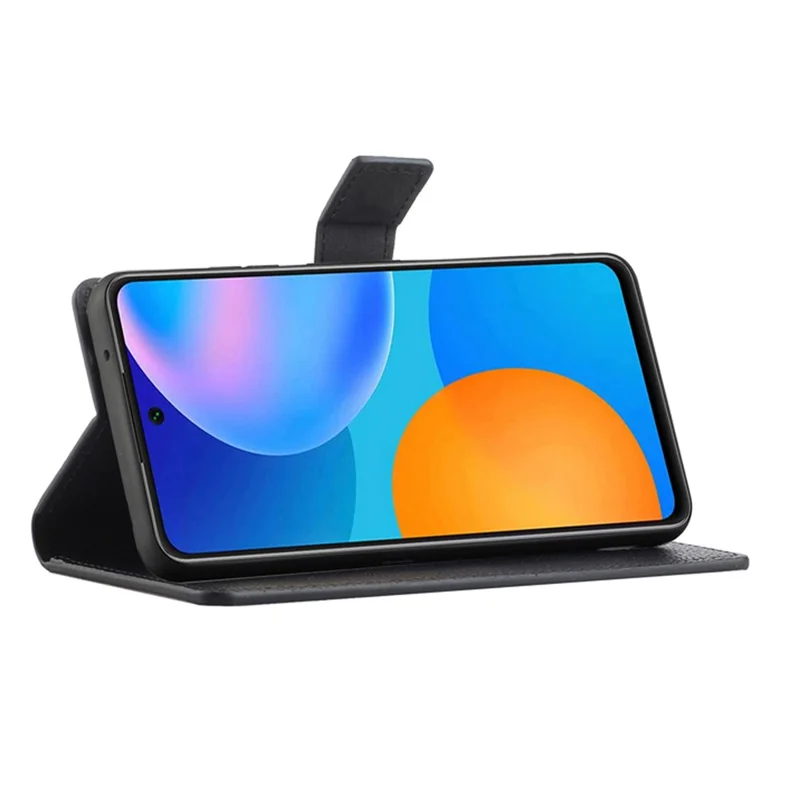 Litchi Texture PU Leather Wallet Stand Magnetic Clasp Protective Phone Case Shell for Samsung Galaxy A33 5G - Black