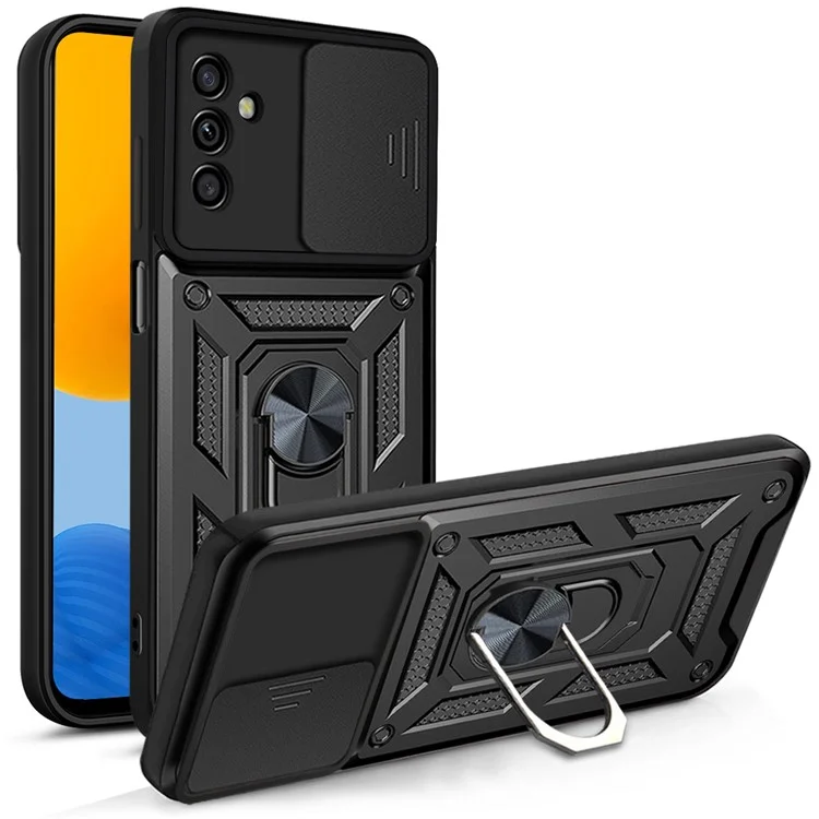 Gut Geschützte Drop-proof-kamera-schleife Deckungshalter Kickstand Design PC + Tpu-telefonabdeckung Für Samsung Galaxy M52 5G - Schwarz