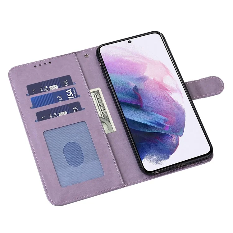 Stylish Deer Tree Pattern Imprint Full-Protection PU Leather Wallet Stand Phone Shell Case for Samsung Galaxy A53 5G - Purple