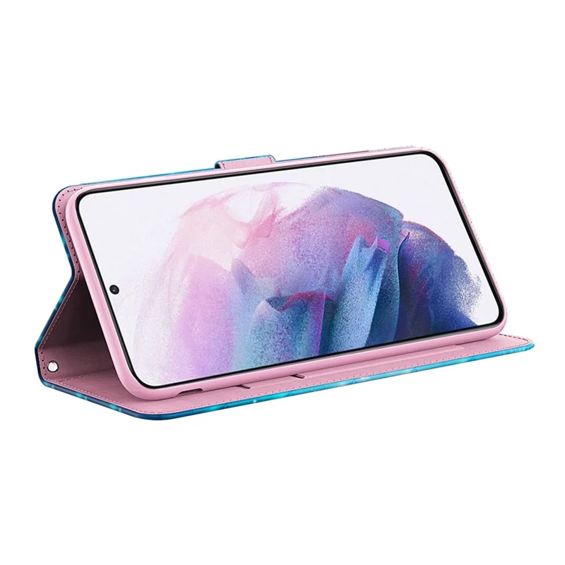 3D Pattern Printing PU Leather Wallet Case Stand Feature Flip Folio Cover with Strap for Samsung Galaxy A53 5G - Blue Butterflies