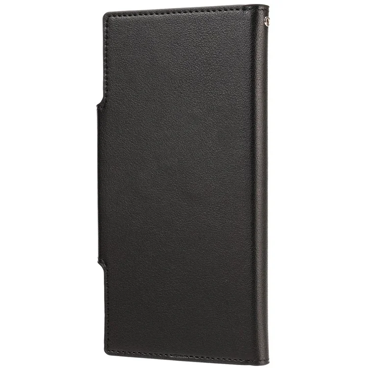 Ultra-thin Detachable Drop-proof Leather Wallet Phone Protective Case Cover for Samsung Galaxy S22 Ultra 5G - Black