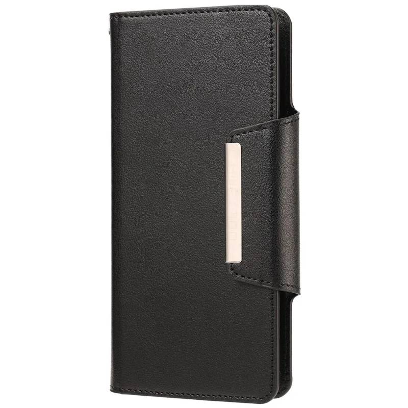Ultra-thin Detachable Leather Wallet Mobile Phone Protective Case Shell for Samsung Galaxy S22+ 5G - Black