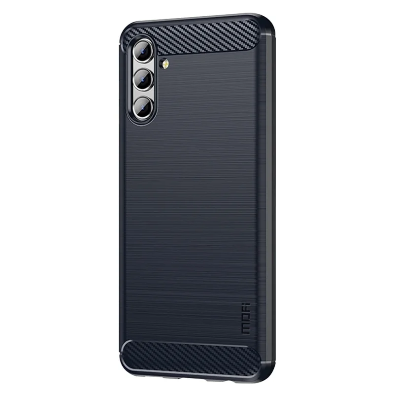 MOFI TPU Phone Cover Brushed Carbon Fiber Design Soft Well-Protected Case for Samsung Galaxy A13 5G / A04s 4G (164.7mm) - Blue