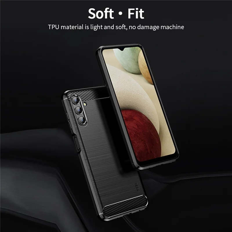 MOFI TPU Phone Cover Brushed Carbon Fiber Design Soft Well-Protected Case for Samsung Galaxy A13 5G / A04s 4G (164.7mm) - Blue
