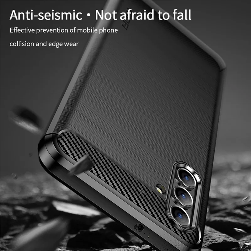 MOFI TPU Phone Cover Brushed Carbon Fiber Design Soft Well-Protected Case for Samsung Galaxy A13 5G / A04s 4G (164.7mm) - Blue