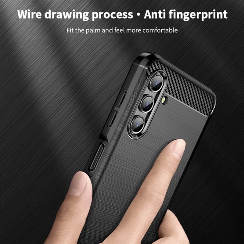 MOFI TPU Phone Cover Brushed Carbon Fiber Design Soft Well-Protected Case for Samsung Galaxy A13 5G / A04s 4G (164.7mm) - Blue