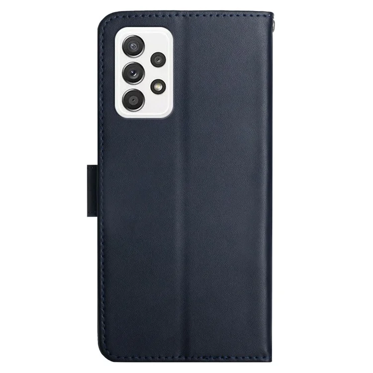Nappa Texture Folio Flip Genuine Leather Phone Case Magnetic Closure Stand Wallet Well-protected Shell for Samsung Galaxy A33 5G - Blue
