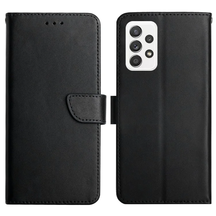 Custodia Wallet in Pelle Vera Nappa Texture Flip per Samsung Galaxy A53 5G - Nero