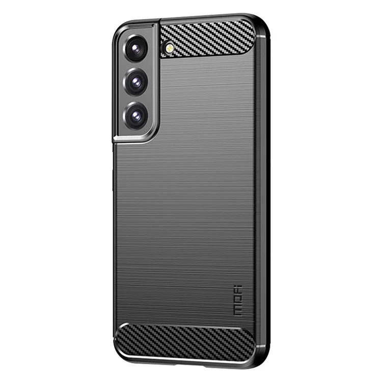 MOFI For Samsung Galaxy S22+ 5G Brushed Carbon Fiber Design Soft TPU Cover Well-Protected Phone Case - Black