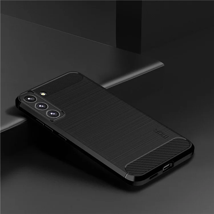 MOFI For Samsung Galaxy S22+ 5G Brushed Carbon Fiber Design Soft TPU Cover Well-Protected Phone Case - Black