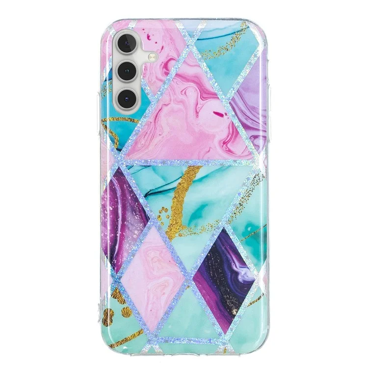 IMD TPU Cell Phone Case Marble Pattern Electroplating Flexible Drop-Proof Phone Cover for Samsung Galaxy A13 5G / A04s 4G (164.7 x 76.7 x 9.1 mm) - Triangle / Rhombus