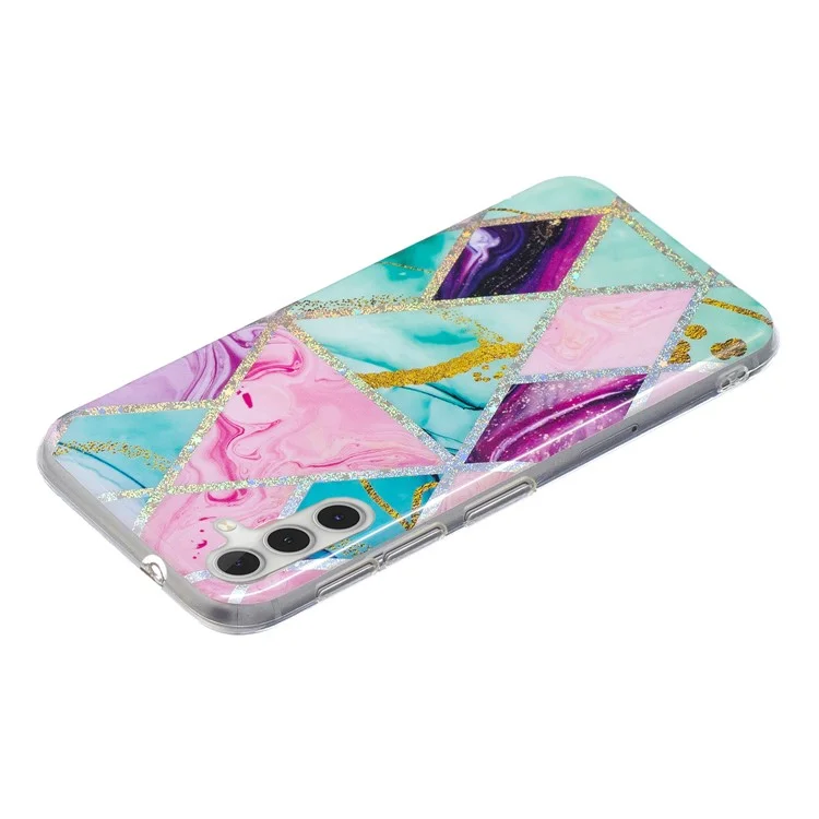IMD TPU Cell Phone Case Marble Pattern Electroplating Flexible Drop-Proof Phone Cover for Samsung Galaxy A13 5G / A04s 4G (164.7 x 76.7 x 9.1 mm) - Triangle / Rhombus