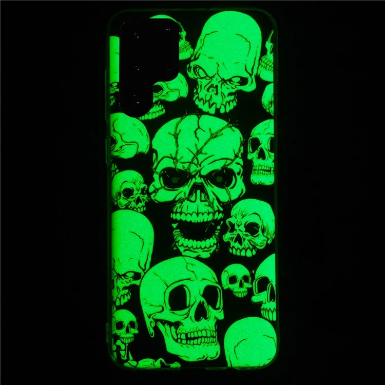 Étui IMD TPU luminescent Noctilucent à décor lumineux pour Samsung Galaxy S22 Ultra 5G - Crâne