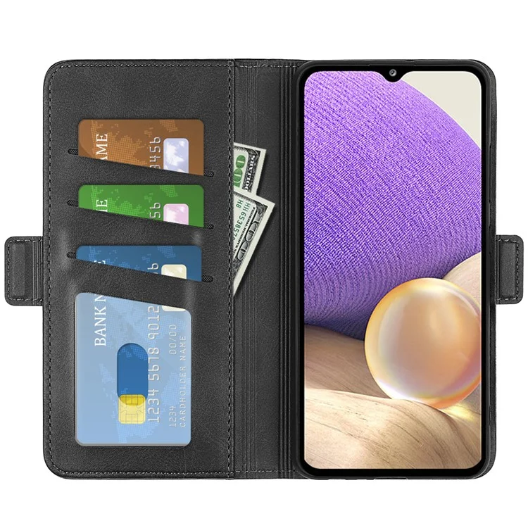 Étui de protection en cuir PU Flip Folio avec support double et fermeture magnétique avec porte-monnaie pour Samsung Galaxy A53 5G - Noir 