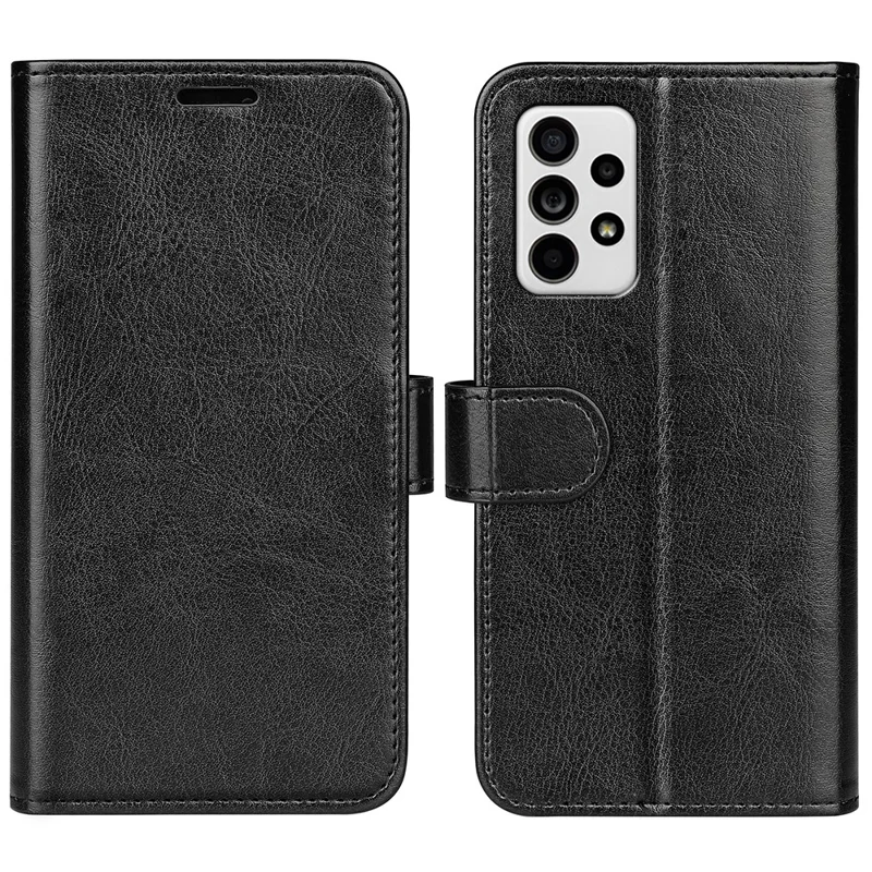 Crazy Horse Texture Folio Flip Shockproof Leather Phone Wallet Cover Stand Case for Samsung Galaxy A33 5G - Black