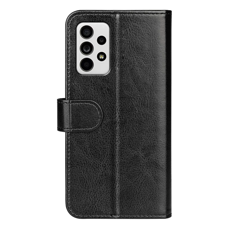Crazy Horse Texture Folio Flip Shockproof Leather Phone Wallet Cover Stand Case for Samsung Galaxy A33 5G - Black