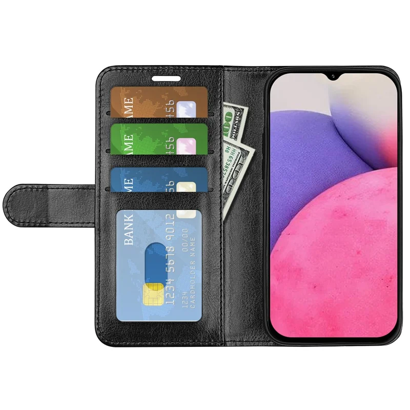 Crazy Horse Texture Folio Flip Shockproof Leather Phone Wallet Cover Stand Case for Samsung Galaxy A33 5G - Black