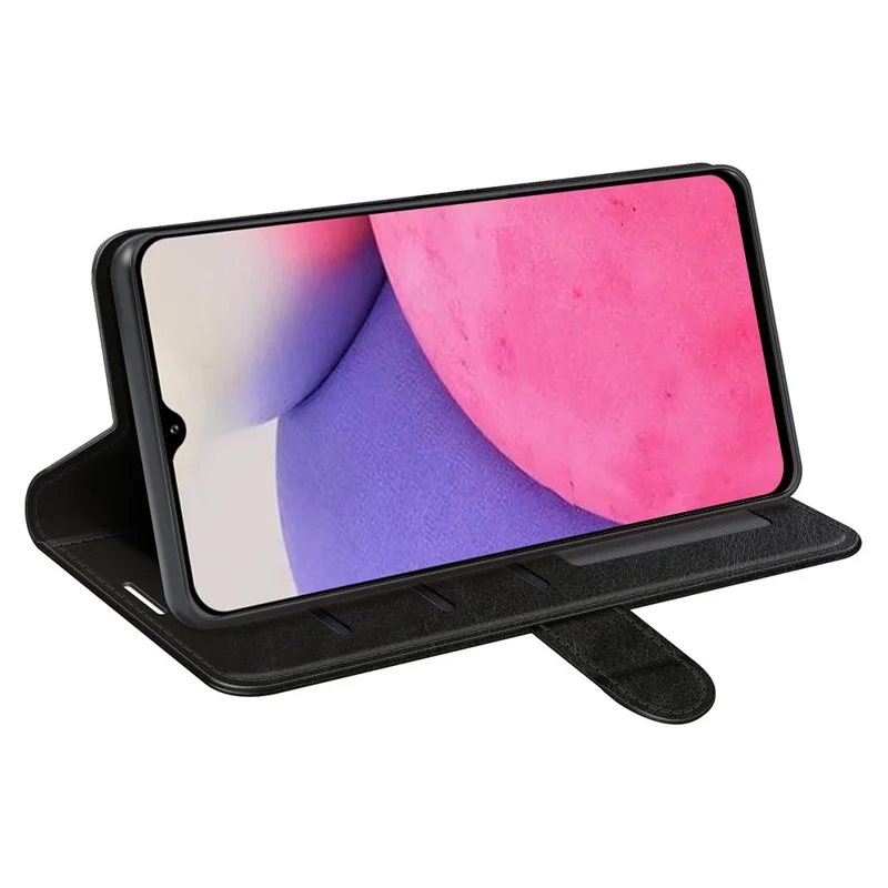 Crazy Horse Texture Folio Flip Shockproof Leather Phone Wallet Cover Stand Case for Samsung Galaxy A33 5G - Black