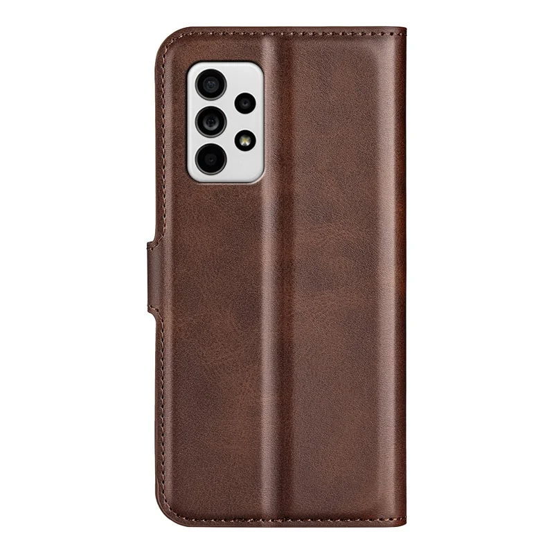 Well-protected Drop-proof Magnetic Clasp Wallet Stand Case PU Leather+TPU Interior Flip Cover for Samsung Galaxy A33 5G - Brown