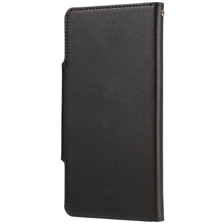Elegante Bien protegido Funda de cuero extraíble ultradelgada con hoja de metal incorporada Cartera a prueba de caídas Funda para teléfono Samsung Galaxy S21 FE 5G/S21 Fan Edition - Negro