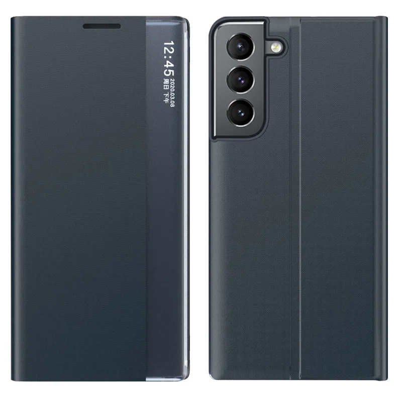 For Samsung Galaxy S22+ 5G View Window Anti-Fall Case PU Leather Auto-Absorbed Stand Phone Cover - Sapphire