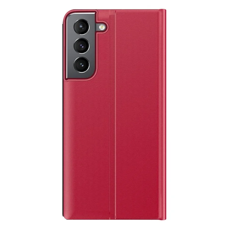 Para Samsung Galaxy S22+ 5G View Window Antifall Case PU Couro Auto-absorvido Por Telefone Tampa do Telefone - Vermelho